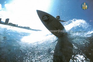 Helen surfing Ala Moana Bowls 1998